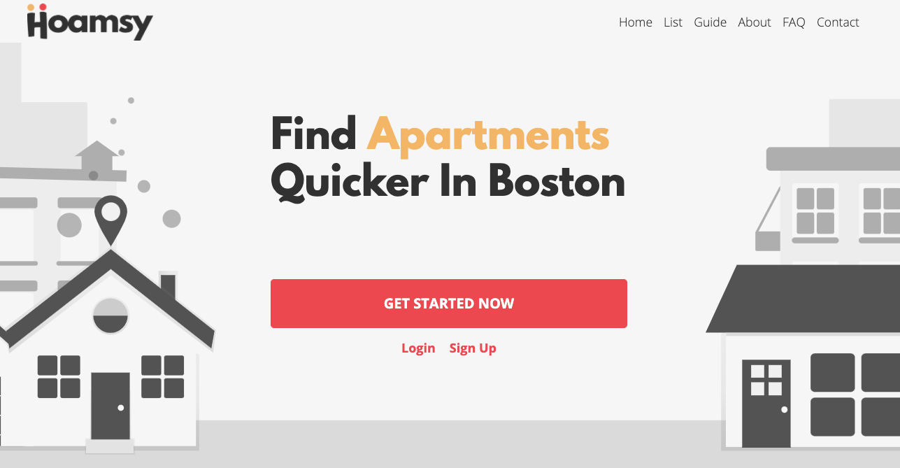 screenshot of hoamsy.com homepage