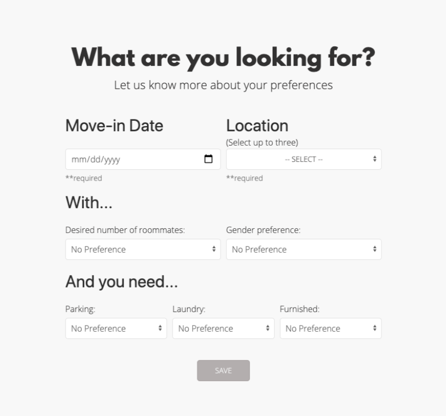 screenshot of hoamsy.com onboarding page