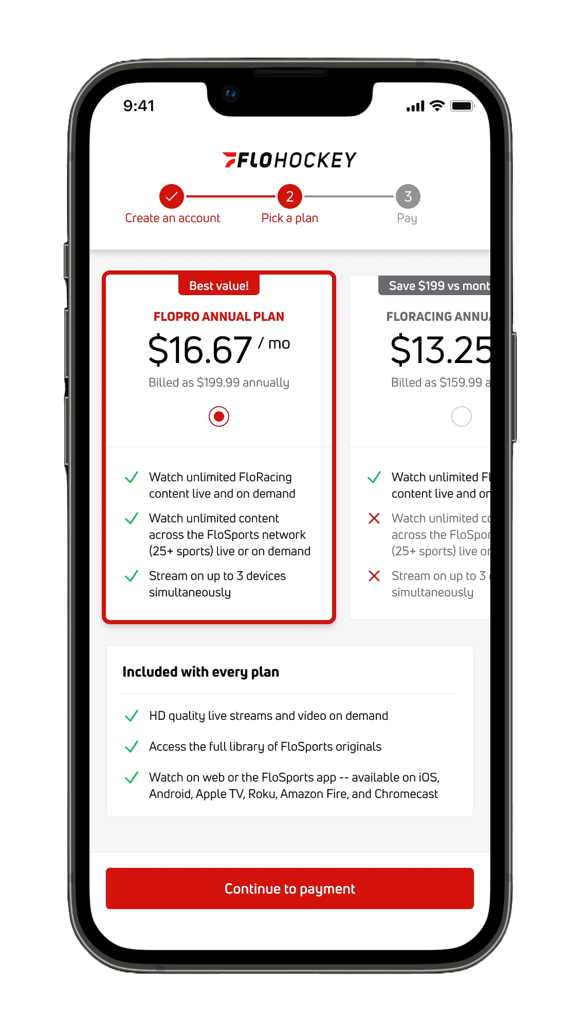 screenshot of flosports home page